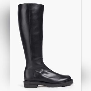 STUART WEITZMAN Donna Mila Tall Knee-High Black Zipper Leather Lug Boots Sz 5.5